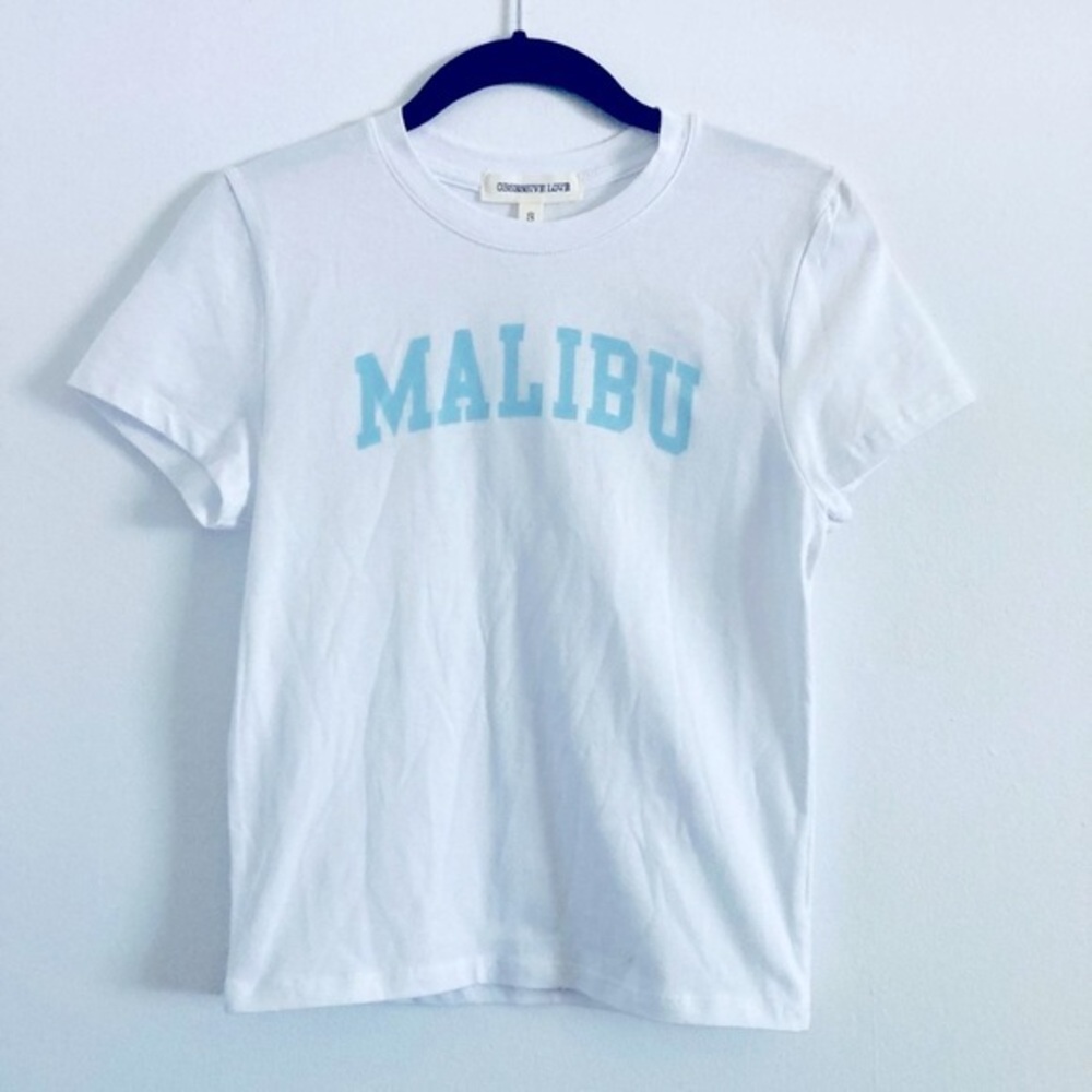 🍒 5/$25 🍒 Preppy MALIBU Cropped Baby Graphic T-shirt Top